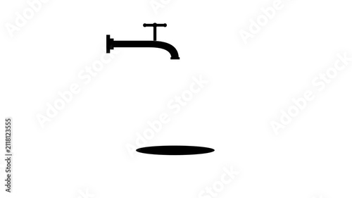 Water tap faucet icon silhouette on white background. 4K Video
