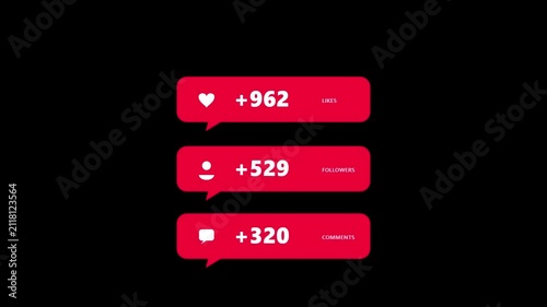 Social media notification counter for likes and followers. 4K Video
