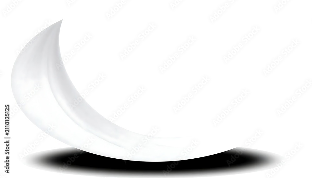Obraz premium White silk wave dynamic swoosh curved shape design element vector illustration isolated on white background with shadow