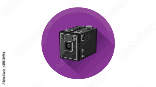 Canvas Print Retro Camera Icon with Long Shadow
