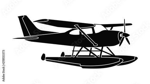Fotografía Seaplane float plane silhouette icon