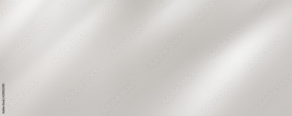 Fototapeta premium Smooth wavy gray gradient background. Soft silver liquid wallpaper. Silk nacre color texture for banner, flyer, presentation, graphic design. Abstract blurry wavy background cover.