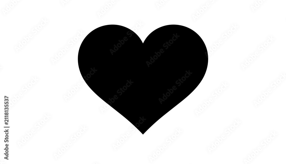 Obraz premium Heart Symbol with a Simple, Clean Design in Black Color Featuring Love, Affection, Graphic with Icon and Vector Elements