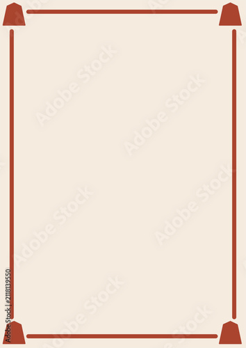 Red Japanese Shogi Piece A4 Frame - Single Line