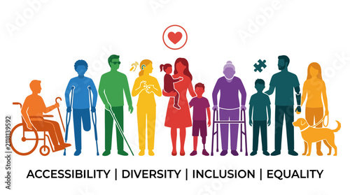 Diverse people group representing accessibility and social equality.