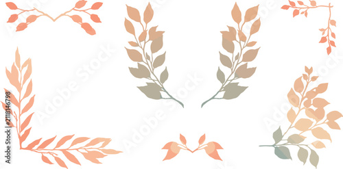 Elegant Pastel Botanical Leaf Corner Borders and Laurel Wreath Vector Collection 2026