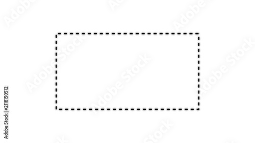 Dotted line rectangle frame animation on white background. Animation of a dotted line path from left to right point. border frame dotted line animation isolated.4K Dotted line rectangle