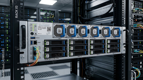 Photorealistic Open Rack ORV2 Compliant AI Server 19 Inch Chassis Hot Swap Fans Data Center Hardware