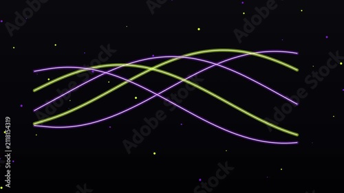 Abstract neon wavy lines pulsing against a dark background with dots