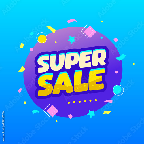 Super Sale design template light blue background