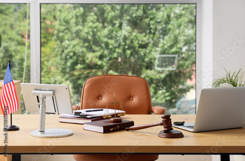 Lawyers office desk with am...