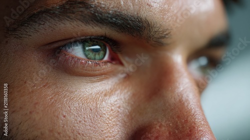 Emerald Gaze: A close-up shot focusing on a pair of piercing green eyes, reflecting a world of thought and emotion.