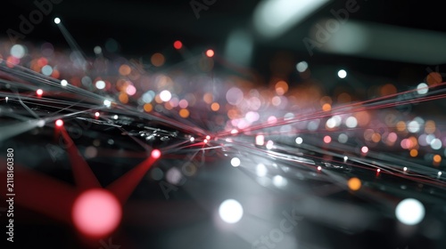 Digital Network Connections: Abstract representation of digital network connections, with glowing lines and points of light symbolizing data flow and interconnectedness.
