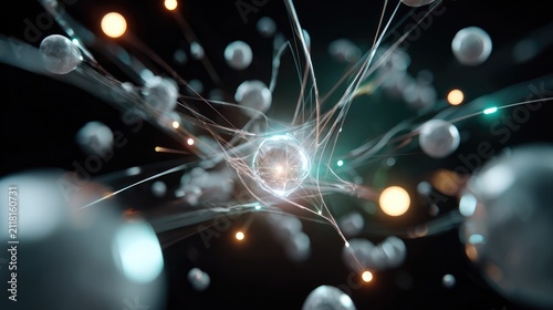Abstract Quantum Entanglement: A vibrant visual representation of quantum entanglement, with glowing particles and energetic lines creating a complex.