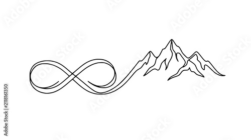 фотографія Infinity Symbol Merging With Mountain Peak Outline - Endless Journey Concept