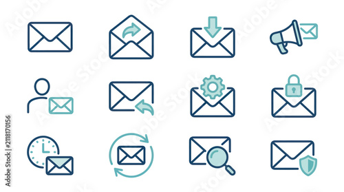 Foto Email icons and communication symbols.