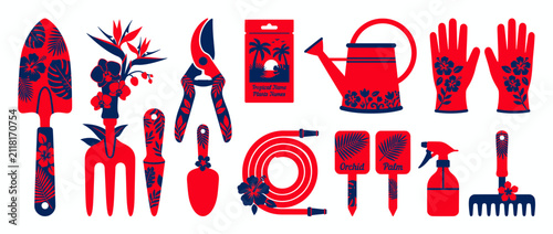 Принти на полотні Decorative Gardening Tools and Supplies Set