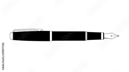 фотографія Elegant Black Fountain Pen Isolated on White Background - Classic Writing Instru