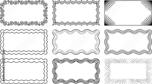 Canvastavla Geometric rectangular borders collection featuring wavy lines spirals zigzags an