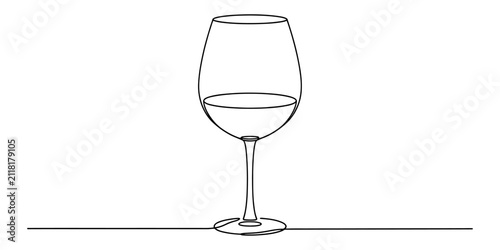 Cuadro en lienzo Single continuous line drawing of a wine glass