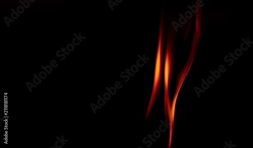 Obraz na plátně Single thin stream of reddish orange smoke rising against dark background