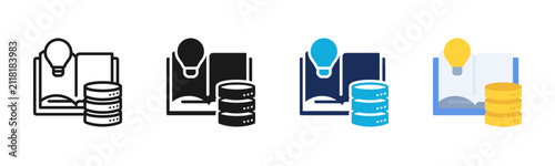Foto Knowledge Base icon set multiple style collection