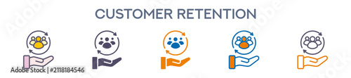 Customer Retention Element For Design Graphic - Multi Styles. Vector Illustration Of Two Colored And Black. Multiple Icons Designs Can Be Used For Mobile, Ui, Web 