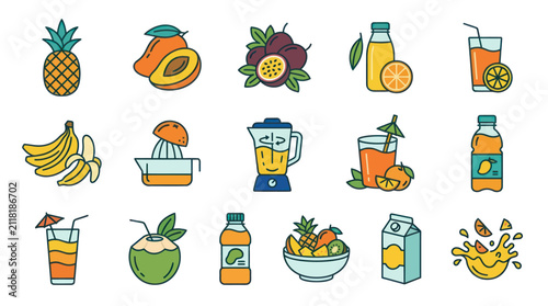 Foto Fresh fruit juice and healthy drinks.