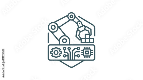 Industrial robotic arm with gear.