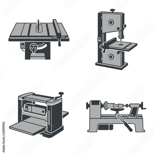 Industrial woodworking power tools machinery.