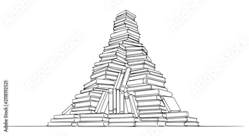 Tower of Books Illustration - Knowledge, Wisdom, Learning, Education, Information