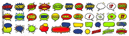 Bild auf Leinwand Comic Book Sound Effect Speech Bubbles Collection