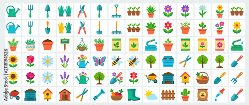 Gardening Icons Collection Flat Design Style