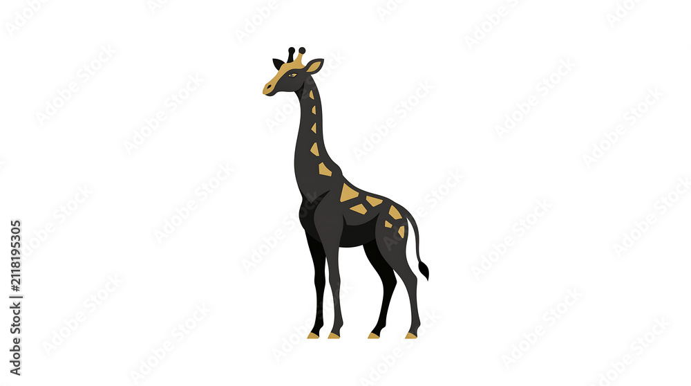 Fototapeta premium Illustration of a tall giraffe with artistic golden spots.
