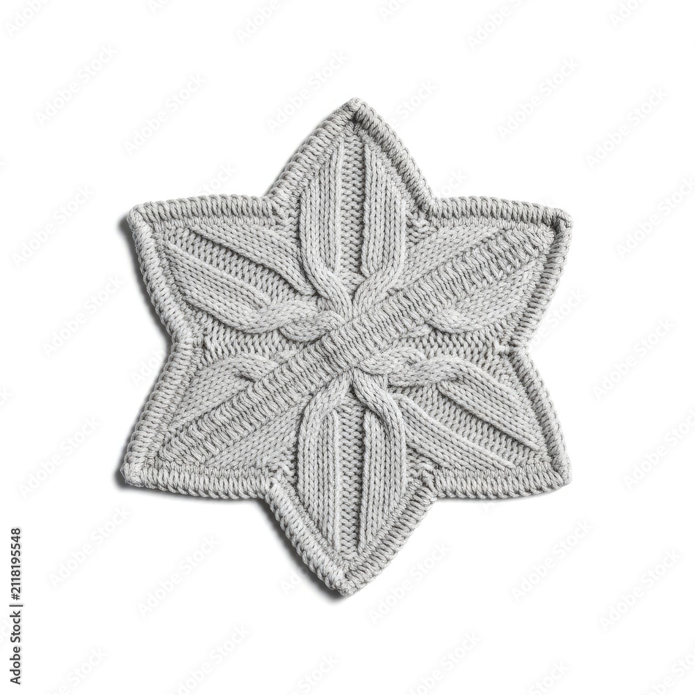 Fototapeta premium Grey Flower Shaped Quilted Embroidered Patch Textile Motif