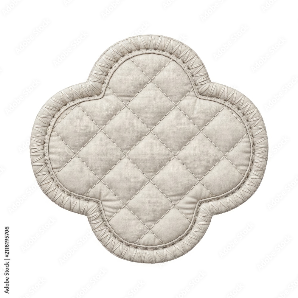 Fototapeta premium Quilted White Scalloped Patch Decorative Apparel Ornament