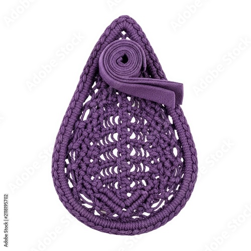 Purple Crochet Teardrop Paisley Motif Handcrafted Textile Ornament