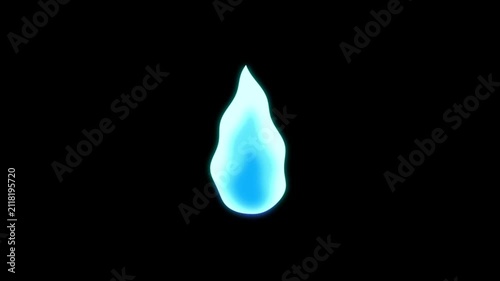 2D blue flame animation, looping blue fire torch, alpha channel