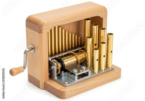 Miniature Wooden Hand Crank Organ Music Box.