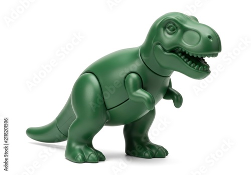 Green Toy Dinosaur Isolated White Background.