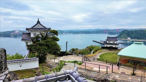 平戸城から見る平戸瀬戸越しの九州本土