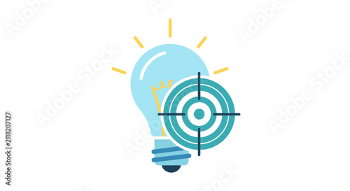 Light bulb with target symbol representing idea and goal achievement.