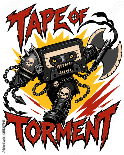 Bild auf Leinwand Tape of Torment Aggressive Cassette Monster Punk Music T Shirt Design