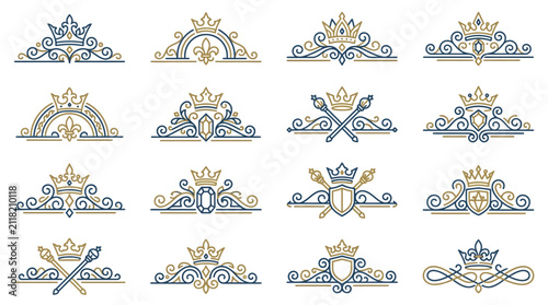 Obraz na plátne Ornate decorative royal emblem elements collection