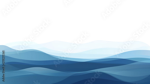 Layered blue and white wave vector pattern background with top copy space. Fits summer business presentations, ocean conservation & maternal brands.