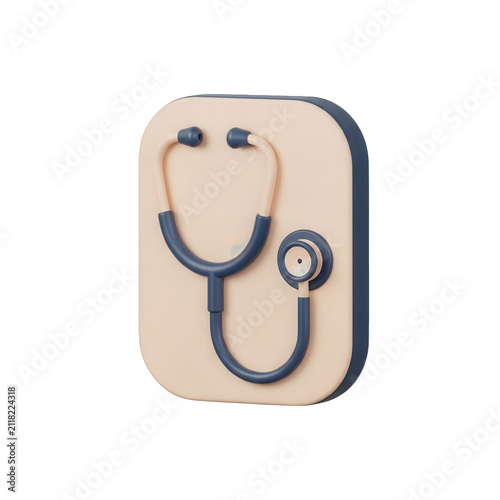 3D icon of stethoscope and beige background.