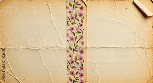 Floral decorative border with purple flowers on wall