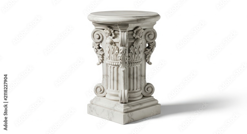 Fototapeta premium Classical stone pedestal column for statue display with pedestal classical architectural sculpture furniture structure interior exterior foundation majestic ornament monument sculpted