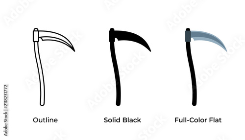 Cuadro en lienzo Modern minimalist scimitar sword outline and flat design variations