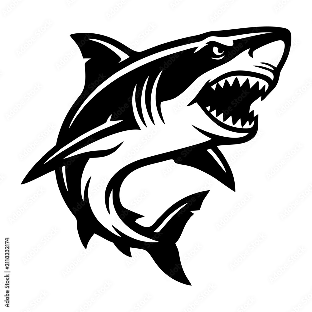 Naklejka premium Shark mascot logo side view